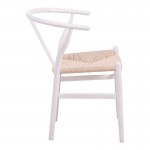 Καρέκλα Wishbone pakoworld rubberwood-σχοινί σε λευκή απόχρωση 60x51x80εκ c500488
