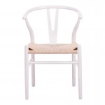 Καρέκλα Wishbone pakoworld rubberwood-σχοινί σε λευκή απόχρωση 60x51x80εκ c500488