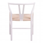 Καρέκλα Wishbone pakoworld rubberwood-σχοινί σε λευκή απόχρωση 60x51x80εκ c500488