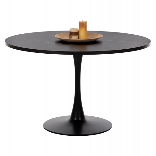 ΤΡΑΠΕΖΙ ΤΡΑΠΕΖΑΡΙΑΣ ROLLO HM9422 12 ΣΤΡΟΓΓΥΛΟ BLACK MARBLE Φ120x74Yεκ c500492