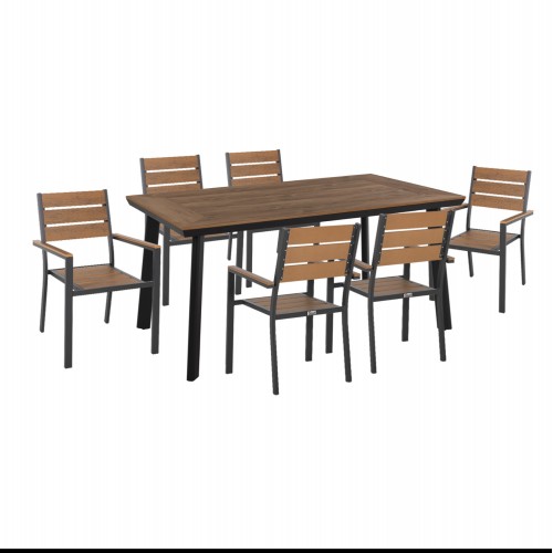 ΣΕΤ ΤΡΑΠΕΖΑΡΙΑΣ TABER HM21198 ΤΡΑΠΕΖΙ 6 ΠΟΛΥΘΡΟΝΕΣ-ΑΛΟΥΜΙΝΙΟ POLYWOOD-ΑΝΘΡΑΚΙ c500525