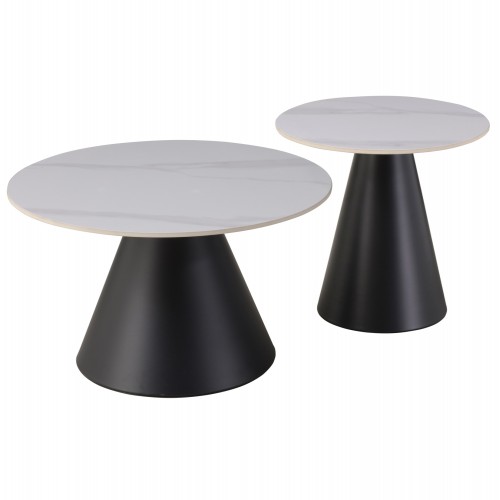 ΤΡΑΠΕΖΙΑ ΣΑΛΟΝΙΟΥ RIDGE HM18266 01 ΚΕΡΑΜΙΚΑ TOP ΜΕ ΟΨΗ ΛΕΥΚΟΥ ΜΑΡΜΑΡΟΥ Φ50εκ Φ70εκ c500544