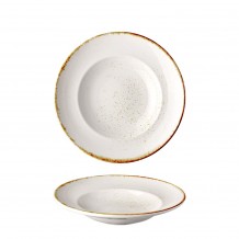 Πιάτο Ζυμαρικών πορσελάνης 24cm Κρεμ σειρά Leon Fizz LUKANDA - Σετ 6 c500563