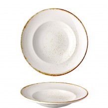 Πιάτο Ζυμαρικών πορσελάνης 27cm Κρεμ σειρά Leon Fizz LUKANDA - Σετ 6 c500564