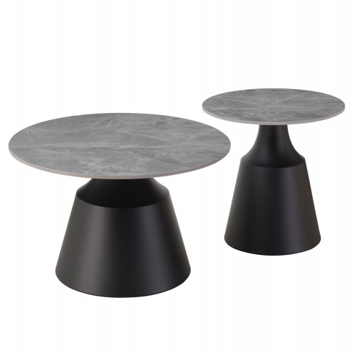 ΤΡΑΠΕΖΙΑ ΣΑΛΟΝΙΟΥ CORREN HM18264 03 ΚΕΡΑΜΙΚΑ TOP ΟΨΗ ΓΚΡΙ ΜΑΡΜΑΡΟΥ Φ50εκ Φ70εκ c500603