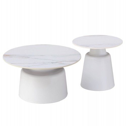 ΤΡΑΠΕΖΙΑ ΣΑΛΟΝΙΟΥ RINKON HM18263 04 ΚΕΡΑΜΙΚΑ TOP ΟΨΗ ΛΕΥΚΟΥ-ΧΡΥΣΟΥ ΜΑΡΜΑΡΟΥ Φ50εκ Φ70εκ c500607