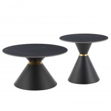 ΤΡΑΠΕΖΙΑ ΣΑΛΟΝΙΟΥ NANDO HM18267 02 ΚΕΡΑΜΙΚΑ TOP ΟΨΗ ΜΑΥΡΟ ΜΑΡΜΑΡΟ Φ60εκ Φ80εκ c500608