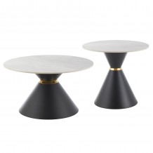 ΤΡΑΠΕΖΙΑ ΣΑΛΟΝΙΟΥ NANDO HM18267 03 ΚΕΡΑΜΙΚΑ TOP ΟΨΗ ΓΚΡΙ ΜΑΡΜΑΡΟ Φ60εκ Φ80εκ c500609