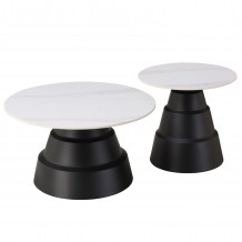 ΤΡΑΠΕΖΙΑ ΣΑΛΟΝΙΟΥ LIDOK HM18261 01 ΚΕΡΑΜΙΚΑ TOP ΟΨΗ ΛΕΥΚΟΥ ΜΑΡΜΑΡΟΥ Φ50εκ Φ70εκ c500614