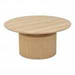 Τραπέζι σαλονιού Opols pakoworld mdf σε φυσική απόχρωση Φ90x42εκ c500654