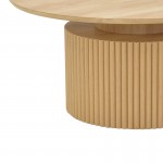 Τραπέζι σαλονιού Opols pakoworld mdf σε φυσική απόχρωση Φ90x42εκ c500654