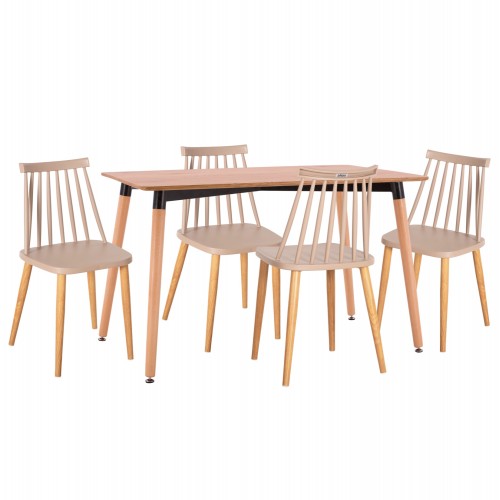 ΣΕΤ ΤΡΑΠΕΖΑΡΙΑΣ 5ΤΜΧ VANESSA HM21181 MDF TOP ΣΕ ΦΥΣΙΚΟ-ΣΚΕΛΕΤΟΣ ΣΕ ΦΥΣΙΚΟ c500664