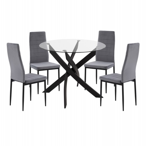 ΣΕΤ ΤΡΑΠΕΖΑΡΙΑΣ 5ΤΜΧ LADY HM21199 01 ΓΥΑΛΙ--ΜΕΤΑΛΛΟ ΣΕ ΜΑΥΡΟ ΒΕΛΟΥΔΟ ΓΚΡΙ c500669