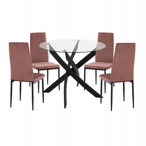ΣΕΤ ΤΡΑΠΕΖΑΡΙΑΣ 5ΤΜΧ LADY HM21199 02 ΓΥΑΛΙ--ΜΕΤΑΛΛΟ ΣΕ ΜΑΥΡΟ ΒΕΛΟΥΔΟ ΣΑΠΙΟ ΜΗΛΟ c500670