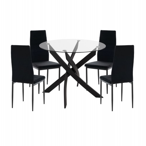 ΣΕΤ ΤΡΑΠΕΖΑΡΙΑΣ 5ΤΜΧ LADY HM21199 04 ΓΥΑΛΙ--ΜΕΤΑΛΛΟ ΒΕΛΟΥΔΟ ΣΕ ΜΑΥΡΟ c500672