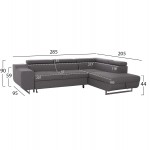 ΓΩΝΙΑΚΟΣ ΚΑΝΑΠΕΣ-ΚΡΕΒΑΤΙ ΜΕ ΑΠΟΘ ΧΩΡΟ ENCORE HM3301 01R ΓΚΡΙ ΥΦΑΣΜΑ 285x205x90Υεκ c500673