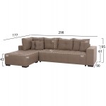 ΓΩΝΙΑΚΟΣ ΚΑΝΑΠΕΣ-ΚΡΕΒΑΤΙ ΜΕ ΑΠΟΘ ΧΩΡΟ TRENDSTON HM3302 03L ΜΠΕΖ ΥΦΑΣΜΑ 298x177x95Υεκ c500675