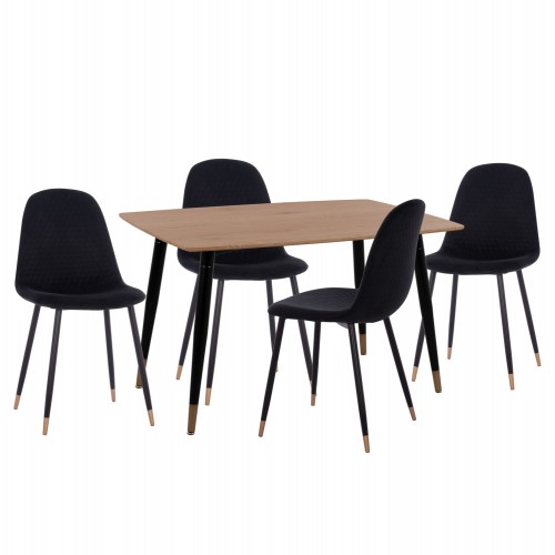 ΣΕΤ ΤΡΑΠΕΖΑΡΙΑΣ 5ΤΜΧ ALIZA HM11196 09 MDF TOP-ΒΕΛΟΥΔΟ ΜΕΤΑΛΛΟ ΣΕ ΜΑΥΡΟ c500677