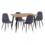 ΣΕΤ ΤΡΑΠΕΖΑΡΙΑΣ 5ΤΜΧ ALIZA HM11196 01 MDF TOP-ΒΕΛΟΥΔΟ ΓΚΡΙ ΜΕΤΑΛΛΟ ΜΑΥΡΟ c500678