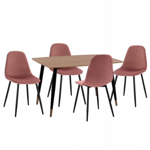ΣΕΤ ΤΡΑΠΕΖΑΡΙΑΣ 5ΤΜΧ ALIZA HM21201 MDF TOP-ΒΕΛΟΥΔΟ ΣΑΠΙΟ ΜΗΛΟ ΜΕΤΑΛΛΟ ΜΑΥΡΟ c500681