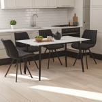 Τραπεζαρία Sabia-Gustas pakoworld σετ 5τεμ sintered stone-μαύρο-ανθρακί 120x60x75εκ c500739