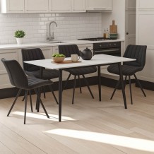 Τραπεζαρία Sabia-Gustas pakoworld σετ 5τεμ sintered stone-μαύρο-ανθρακί 120x60x75εκ c500739 Τραπεζαρία Sabia-Gustas pakoworld σετ 5τεμ sintered stone-μαύρο-ανθρακί 120x60x75εκ c500739