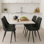 Τραπεζαρία Gustas-Giselle pakoworld σετ 5τεμ λευκό μαρμάρου sintered stone-βελούδο μαύρο 120x60x75εκ c500757