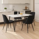 Τραπεζαρία Gustas-Giselle pakoworld σετ 5τμχ λευκό μαρμάρου sintered stone-μπουκλέ μαύρο 120x60x75εκ c500758