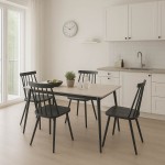 Τραπεζαρία Aurora I-Gustas pakoworld σετ 5τεμ sintered stone-μαύρο 120x60x75εκ c500765
