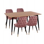 ΣΕΤ ΤΡΑΠΕΖΑΡΙΑΣ 5ΤΜΧ JOLIE HM11198 02 MDF TOP-ΒΕΛΟΥΔΟ ΣΑΠΙΟ ΜΗΛΟ ΜΕΤΑΛΛΟ ΜΑΥΡΟ c500774
