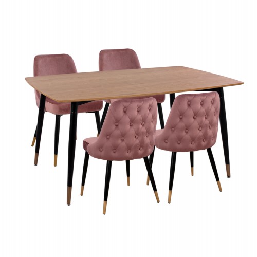 ΣΕΤ ΤΡΑΠΕΖΑΡΙΑΣ 5ΤΜΧ JOLIE HM11198 02 MDF TOP-ΒΕΛΟΥΔΟ ΣΑΠΙΟ ΜΗΛΟ ΜΕΤΑΛΛΟ ΜΑΥΡΟ c500774