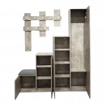 Έπιπλο εισόδου Nenich pakoworld σε γκρι oak απόχρωση 150x37x180εκ c500823