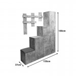 Έπιπλο εισόδου Nenich pakoworld σε γκρι oak απόχρωση 150x37x180εκ c500823