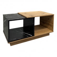 Τραπέζι σαλονιού Fetix pakoworld σε μαύρο μαρμάρου-sonoma απόχρωση 90x45x45εκ c500827