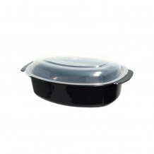 Σκεύος οβάλ Μαύρο PP με Αποσπώμενο Διαφανές Καπάκι 1250cc - Σετ 100 c500865