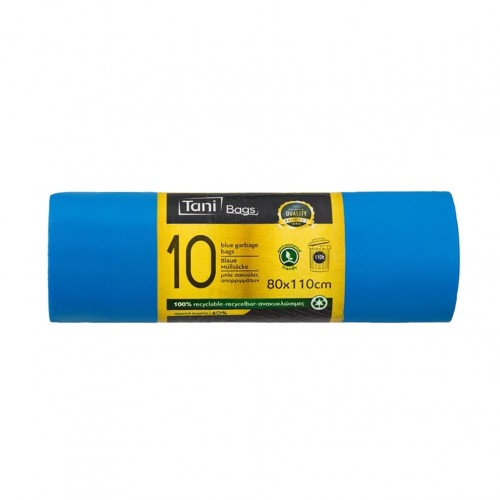 Ρολό 10 τεμ σακούλες σκουπιδιών 80x110cm μπλε Premium Tani - Σετ 3 c500867