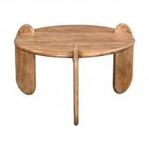 Τραπέζι σαλονιού Earten pakoworld μασίφ ξύλο ακακίας σε φυσική απόχρωση Φ80x40εκ c500883