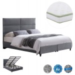 ΚΡΕΒΑΤΙ ΜΕ ΣΤΡΩΜΑ ΔΙΠΛΟ MILO HM21163 ΓΚΡΙ ΒΕΛΟΥΔΟ ΑΠΟΘ ΧΩΡΟΣ-ΓΙΑ 160x200εκ c500899