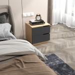 Κομοδίνο Verena I pakoworld σε φυσική-ανθρακί απόχρωση 48x40x48εκ c500946