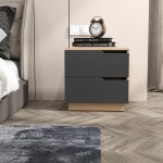 Κομοδίνο Verena I pakoworld σε φυσική-ανθρακί απόχρωση 48x40x48εκ c500946