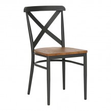 Καρέκλα Ferona pakoworld σκελετός ανθρακί μέταλλο με rubberwood σε φυσική απόχρωση 52 5x44 5x84εκ c501016