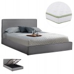 ΚΡΕΒΑΤΙ ΔΙΠΛΟ ΜΕ ΑΠΟΘ ΧΩΡΟ ΣΤΡΩΜΑ ALLIE HM21170 ΓΚΡΙ ΥΦΑΣΜΑ--ΓΙΑ 160x200εκ c501021