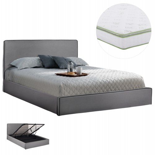 ΚΡΕΒΑΤΙ ΔΙΠΛΟ ΜΕ ΑΠΟΘ ΧΩΡΟ ΣΤΡΩΜΑ ALLIE HM21170 ΓΚΡΙ ΥΦΑΣΜΑ--ΓΙΑ 160x200εκ c501021