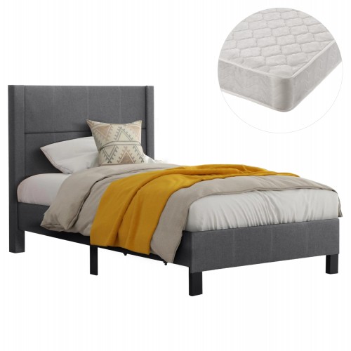 ΚΡΕΒΑΤΙ ΜΟΝΟ ΣΤΡΩΜΑ TRILLOP HM21203 12 ΓΚΡΙ ΥΦΑΣΜΑ--ΓΙΑ 120x200εκ c501024