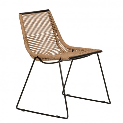 Καρέκλα Κήπου ArteLibre DERNA Φυσικό Μαύρο Μέταλλο Rattan 57x59x80cm c501258