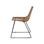 Καρέκλα Κήπου ArteLibre DERNA Φυσικό Μαύρο Μέταλλο Rattan 57x59x80cm c501258