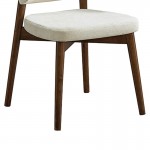 Καρέκλα Siena pakoworld rubberwood σε καρυδί-εκρού απόχρωση 48x50x81εκ SET 2τμχ c501304
