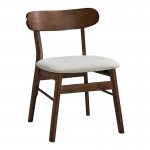 Καρέκλα Cairo pakoworld rubberwood σε καρυδί-εκρού απόχρωση 47x47x76εκ SET 2τμχ c501308