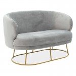 Καναπές 2θέσιος Rony pakoworld βελούδο γκρι-χρυσό 132x82x83εκ c501325