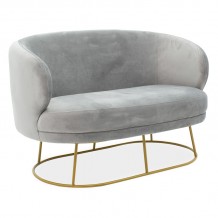 Καναπές 2θέσιος Rony pakoworld βελούδο γκρι-χρυσό 132x82x83εκ c501325